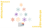 Different coloured snowflakes arranged in the shape of a christmas tree with the SGSAH logo below and the words 'season's greetings' on either side