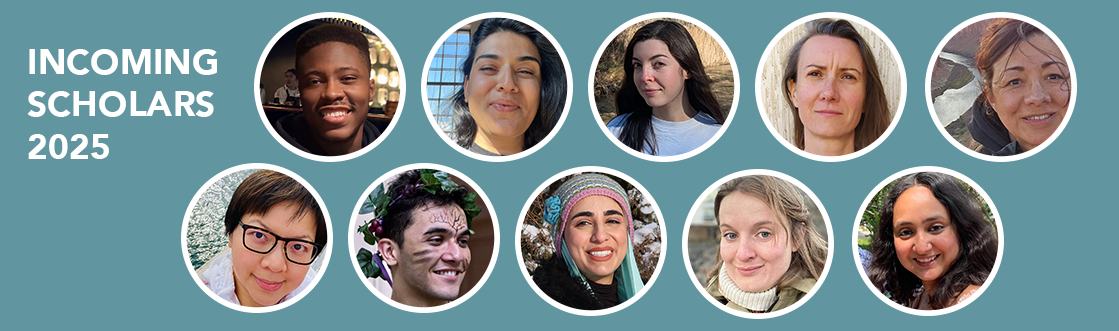 10 circular photos of the Incoming EARTH Scholars on a blue banner