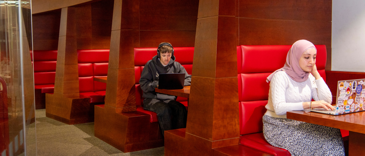 students studying in the library