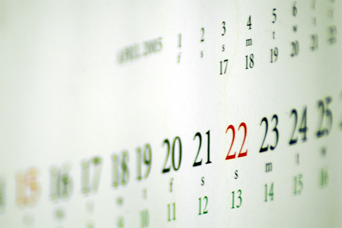 Closeup image of calendar