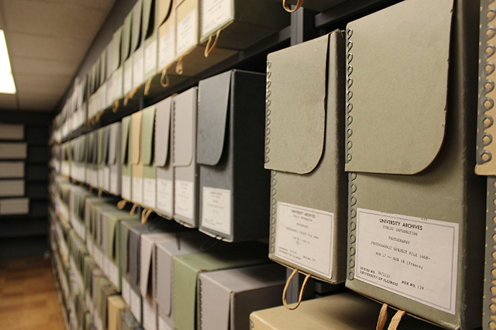 Boxes of documents in an archive