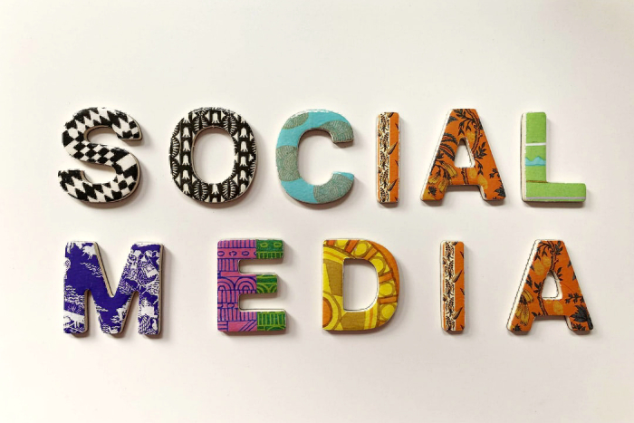 Letters spelling the words: Social Media