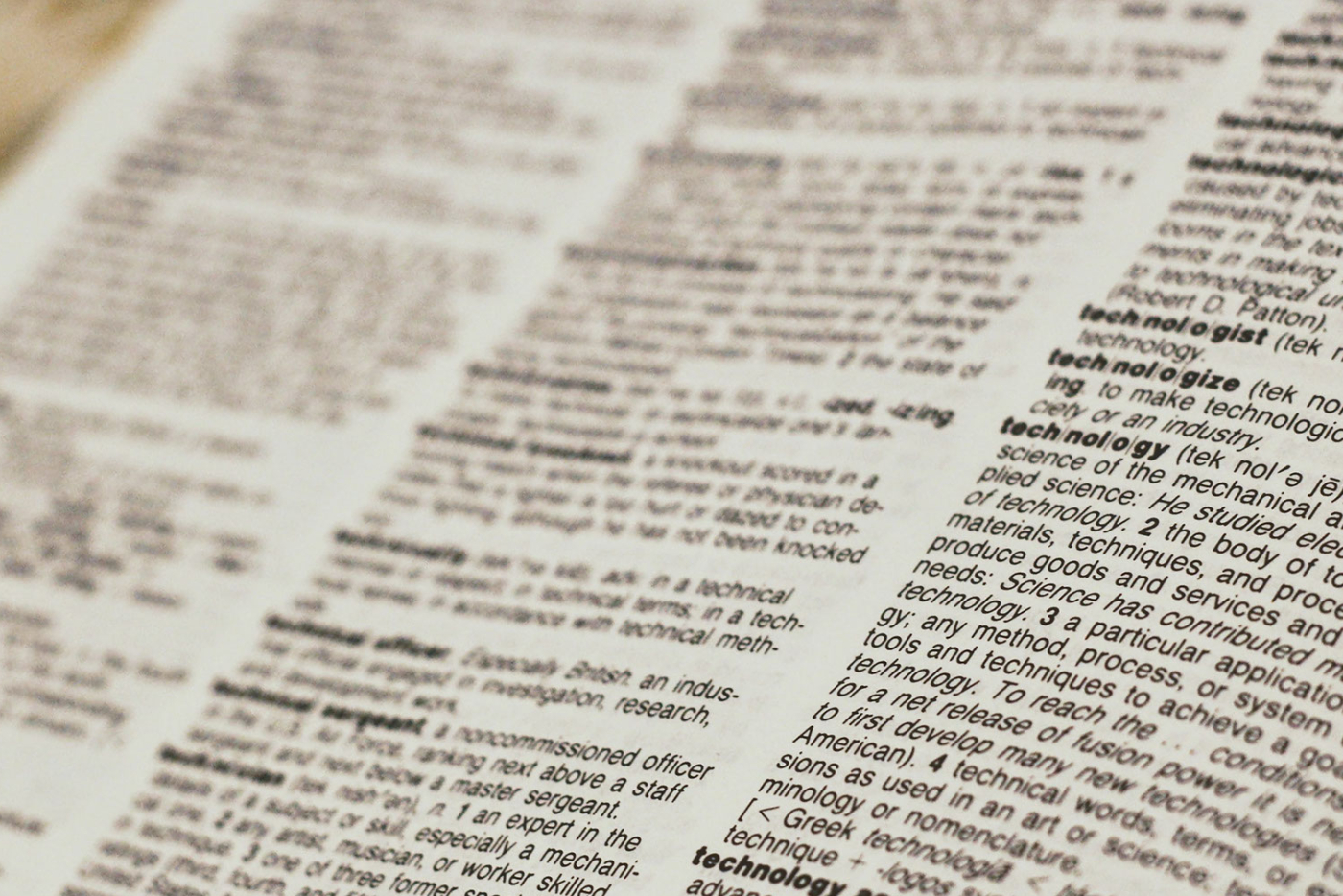 A close-up image of a page in the dictionary. 