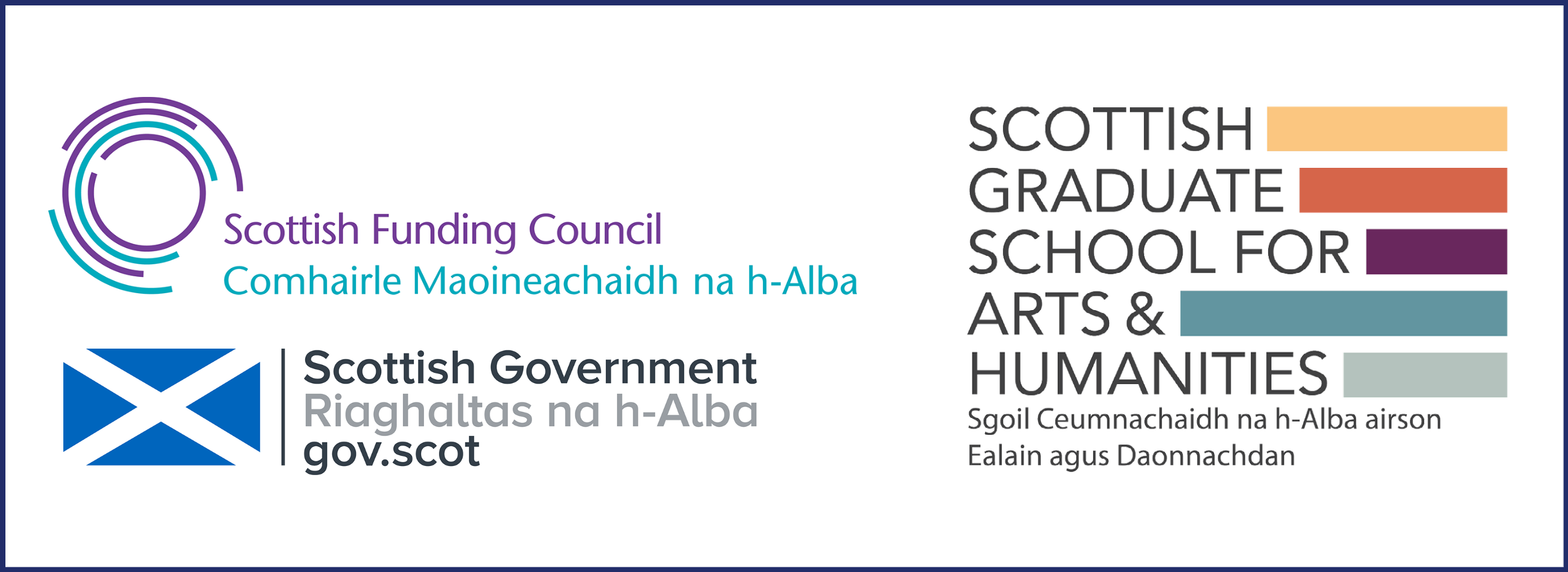 SFC logo, Scot Govt logo & SGSAH logo