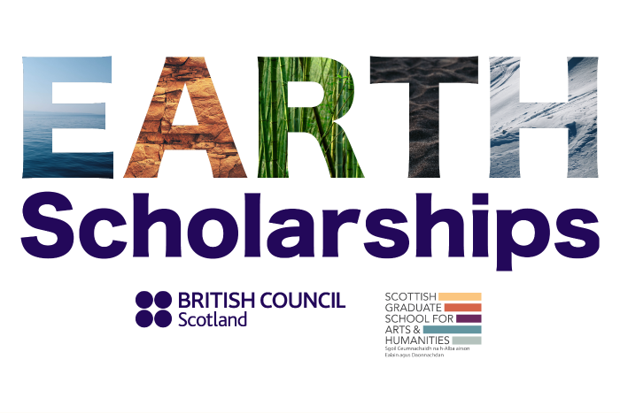 EARTH Scholarships Heading, SGSAH & British Council Scotland Logos underneath