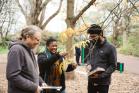 Three SGSAH Scholars in the Botanic Gardens, Edinburgh